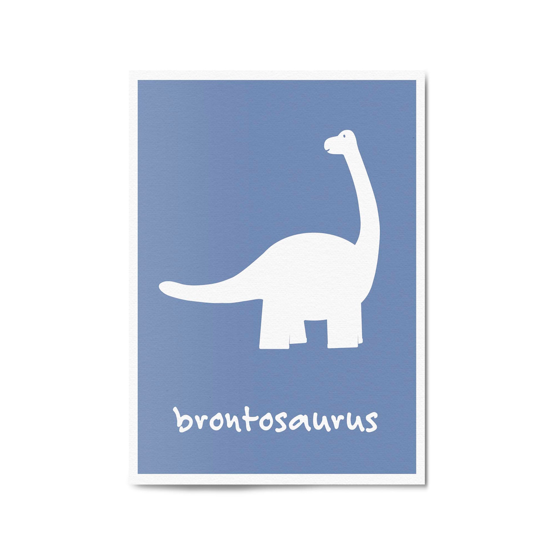 Brontosaurus Blue Dinosaur Nursery Boys Bedroom Art - The Affordable Art Company