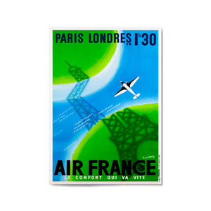 Air France - Paris to London Vintage Advert Wall Art - The Affordable Art Company