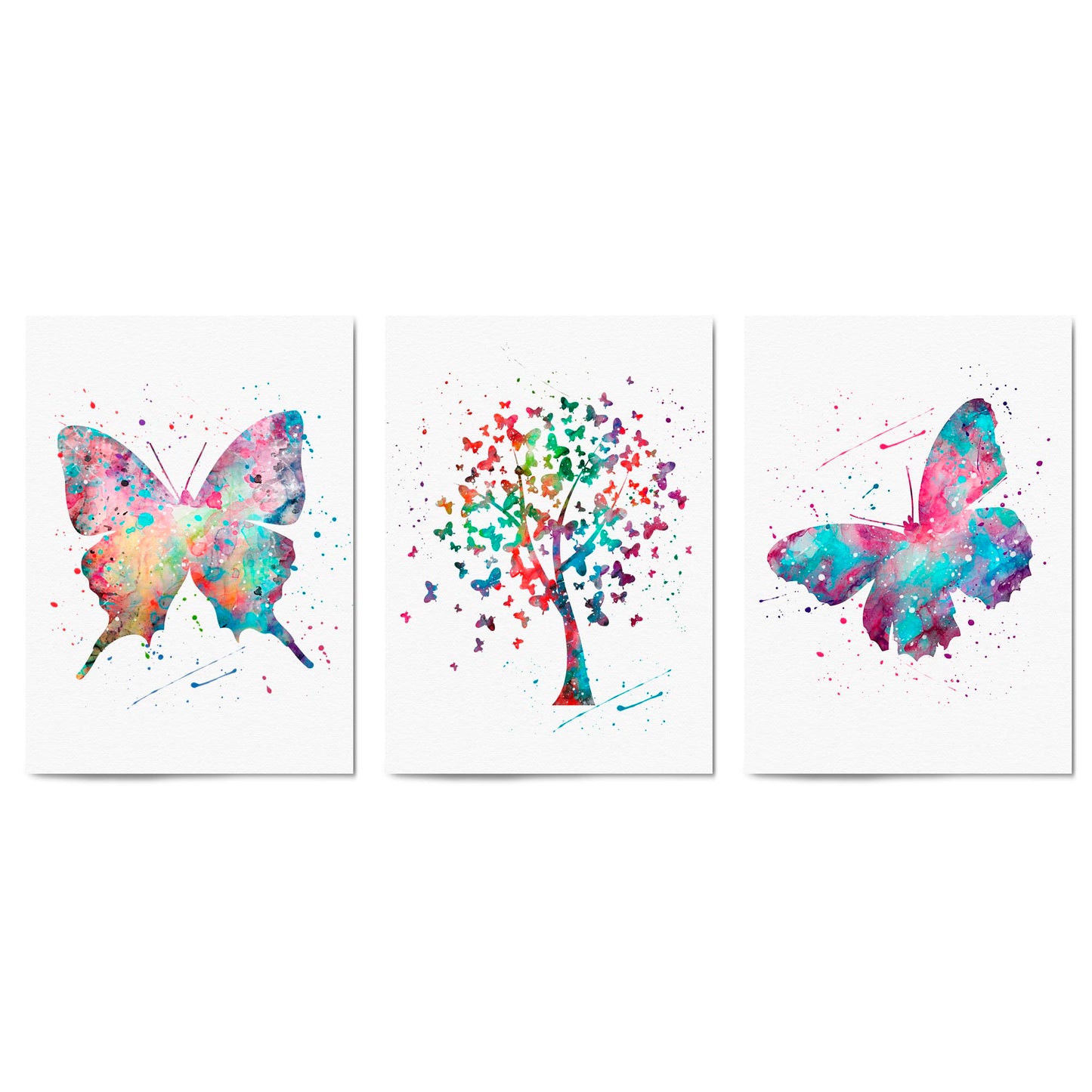 Set of Cute Butterfly Nursery Colourful Wall Art - The Affordable Art Company