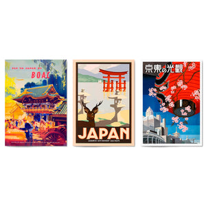 Set of Vintage Japanese Travel Advert Wall Art - The Affordable Art Company