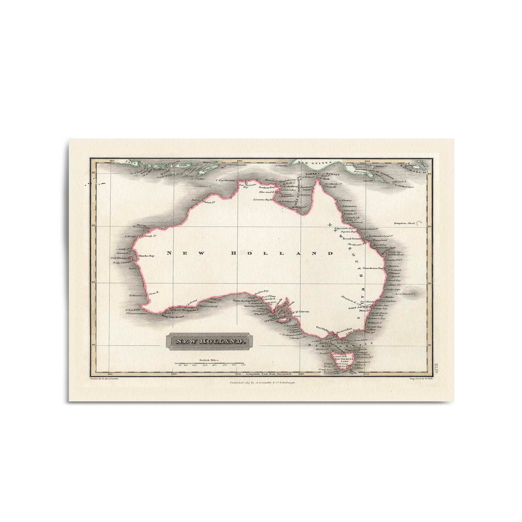 Australia Vintage Map Old Home Office Wall Art - The Affordable Art Company