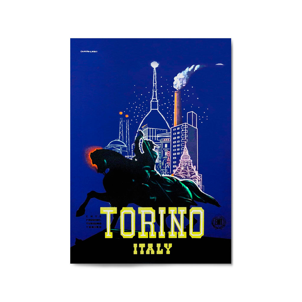 Torino Italy Vintage Travel Advert Wall Art - The Affordable Art Company