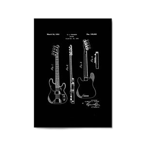 Fender Guitar Black Patent Music Gift Wall Art - The Affordable Art Company