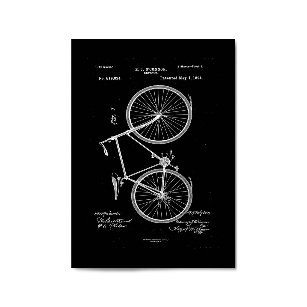 Vintage Bicycle Patent Cycling Cyclist Gift Wall Art #1 - The Affordable Art Company