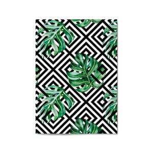 Green Leaves Geometric Nature Wall Art #4 - The Affordable Art Company