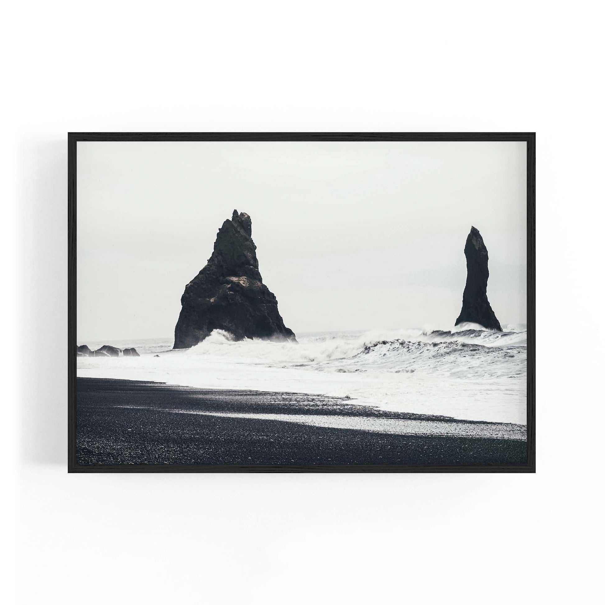 Black and White Coastal Beach Photograph Wall Art - The Affordable Art Company