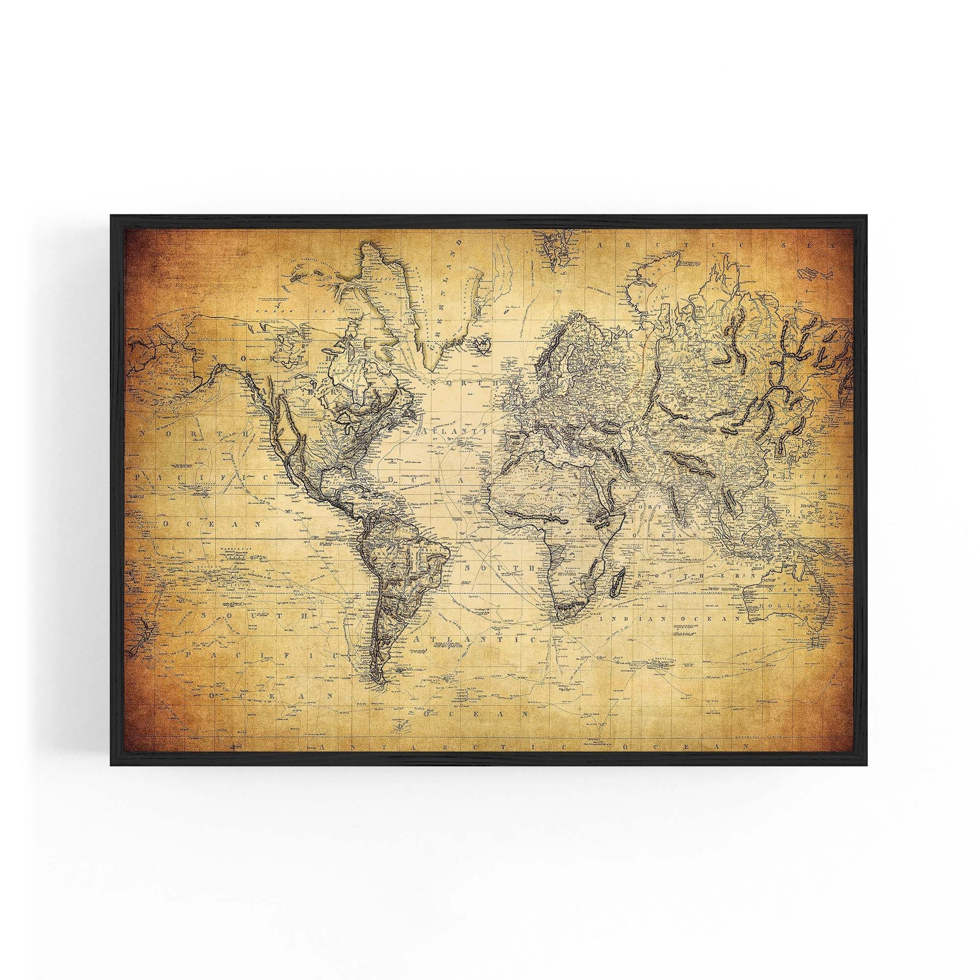 Vintage World Map Old Wall Art #2 - The Affordable Art Company