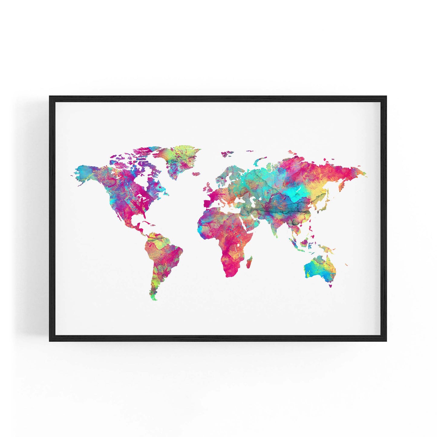 Watercolour World Map Colourful Wall Art - The Affordable Art Company