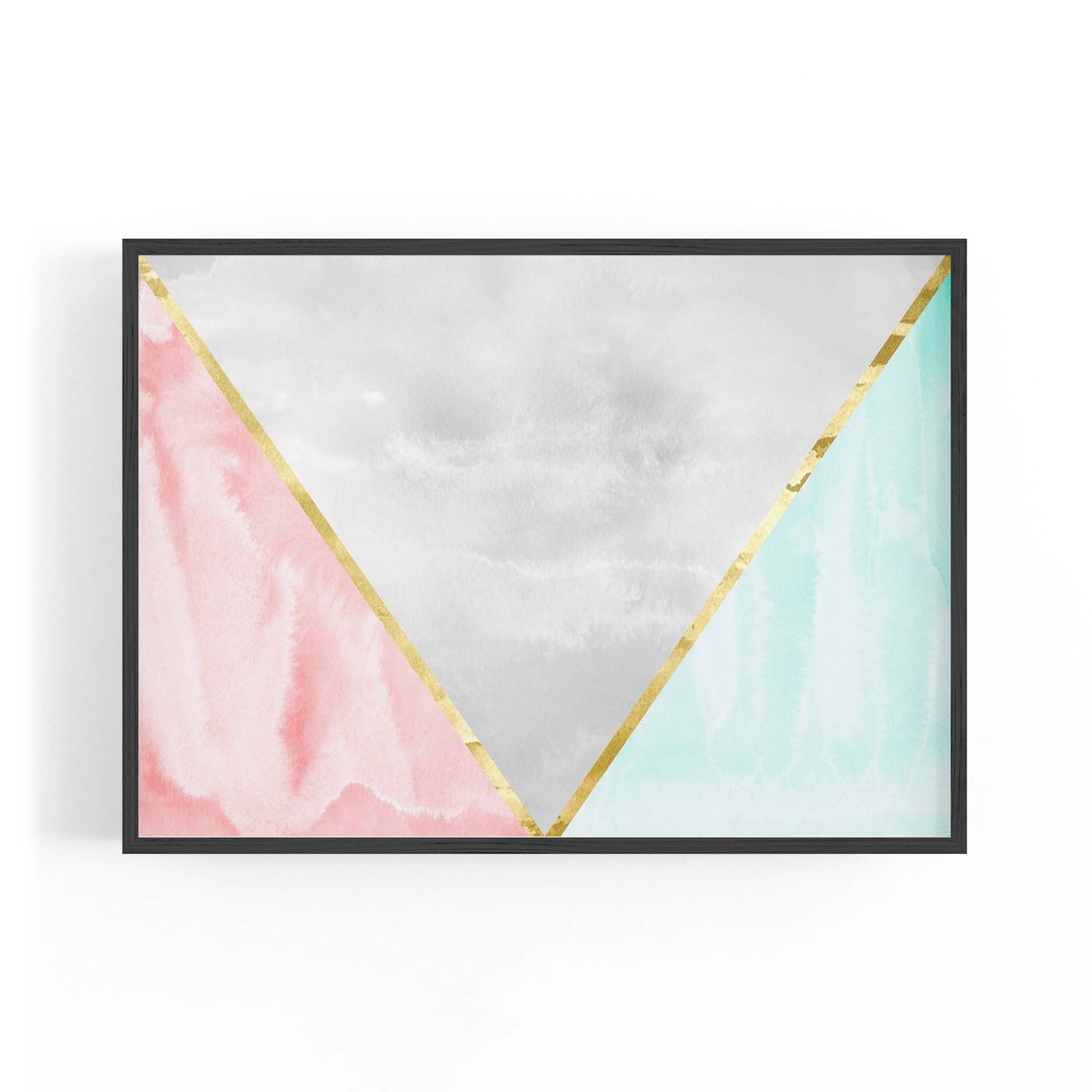 Abstract Pink and Blue Geometric Minimal Wall Art - The Affordable Art Company