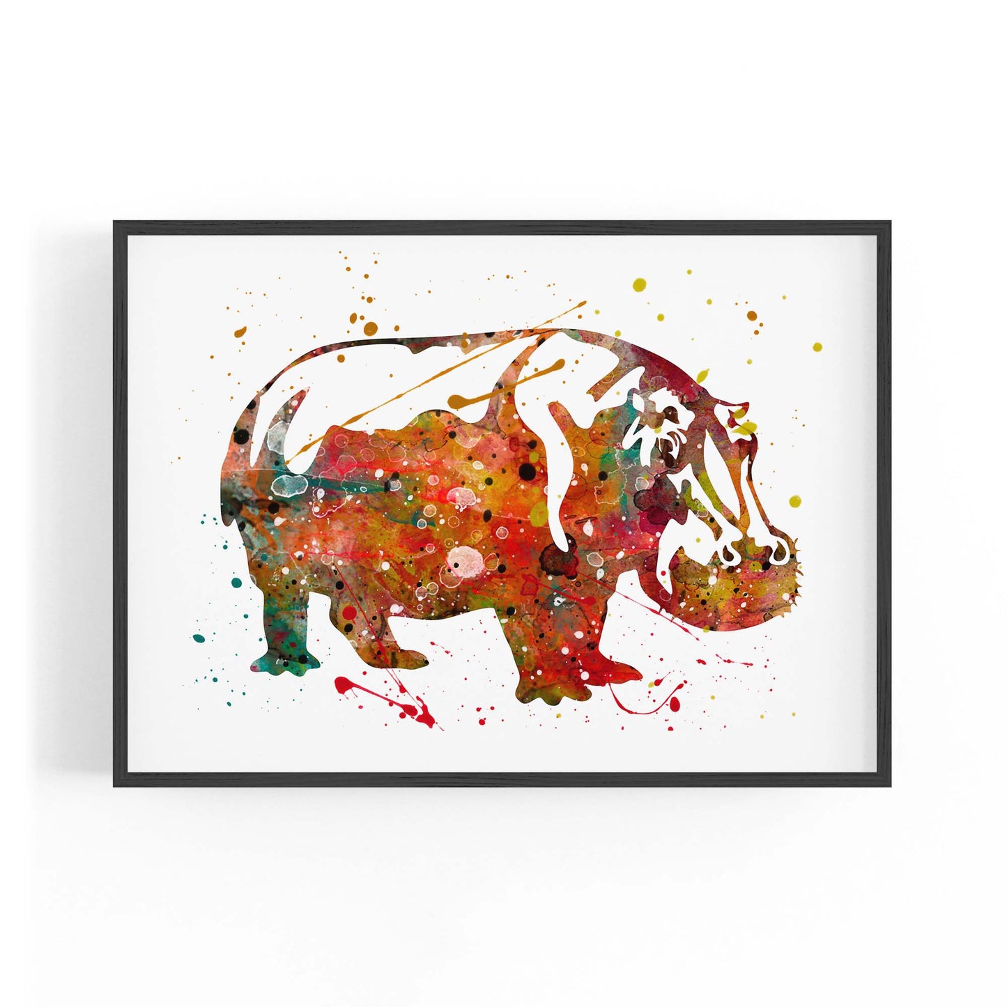 Watercolour Hippo Painting Animal Nursery Wall Art - The Affordable Art Company