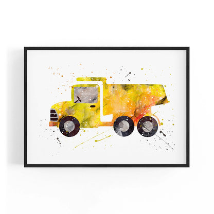 Yellow Truck Boys Bedroom Nursery Wall Art - The Affordable Art Company