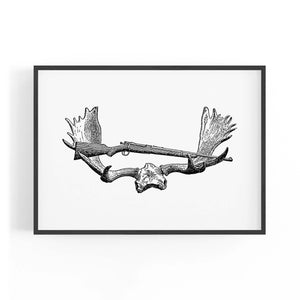 Antlers Hunting Drawing Man Cave Wall Art #2 - The Affordable Art Company