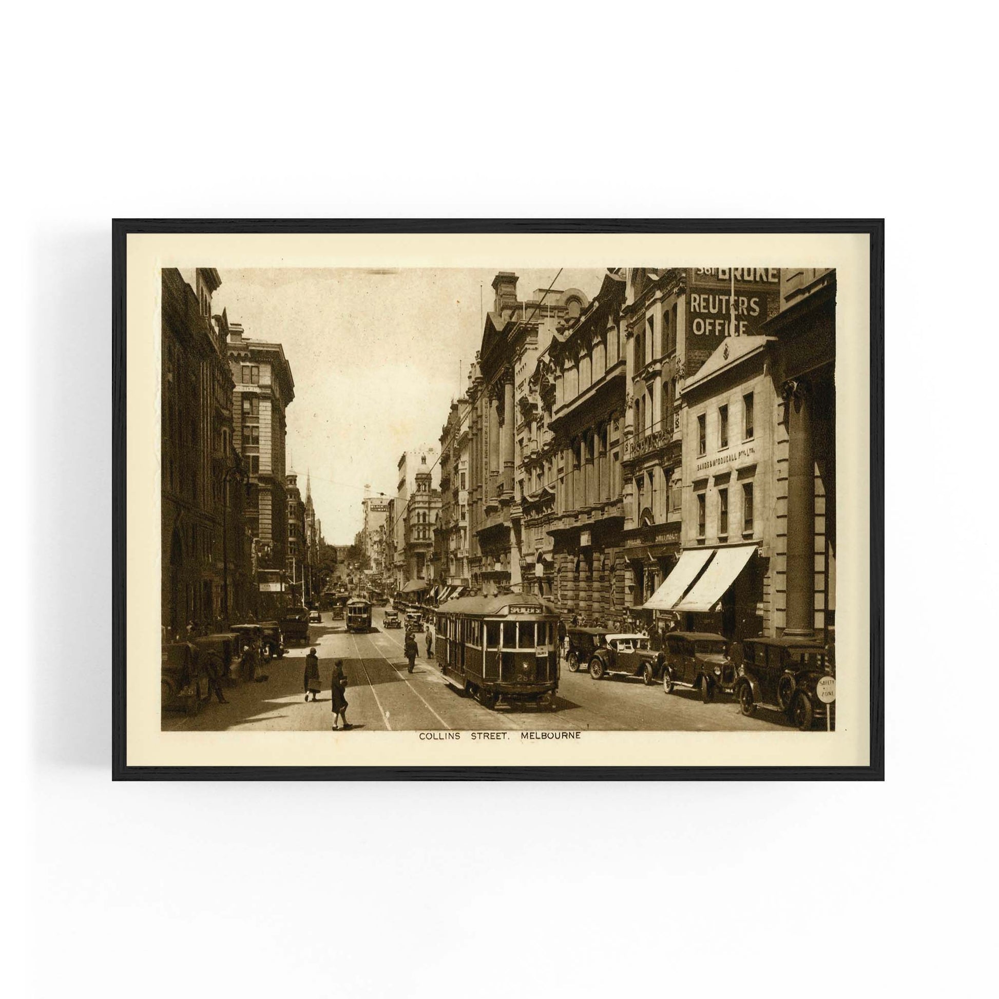 Collins St Melbourne Vintage Photograph Wall Art #1 - The Affordable Art Company