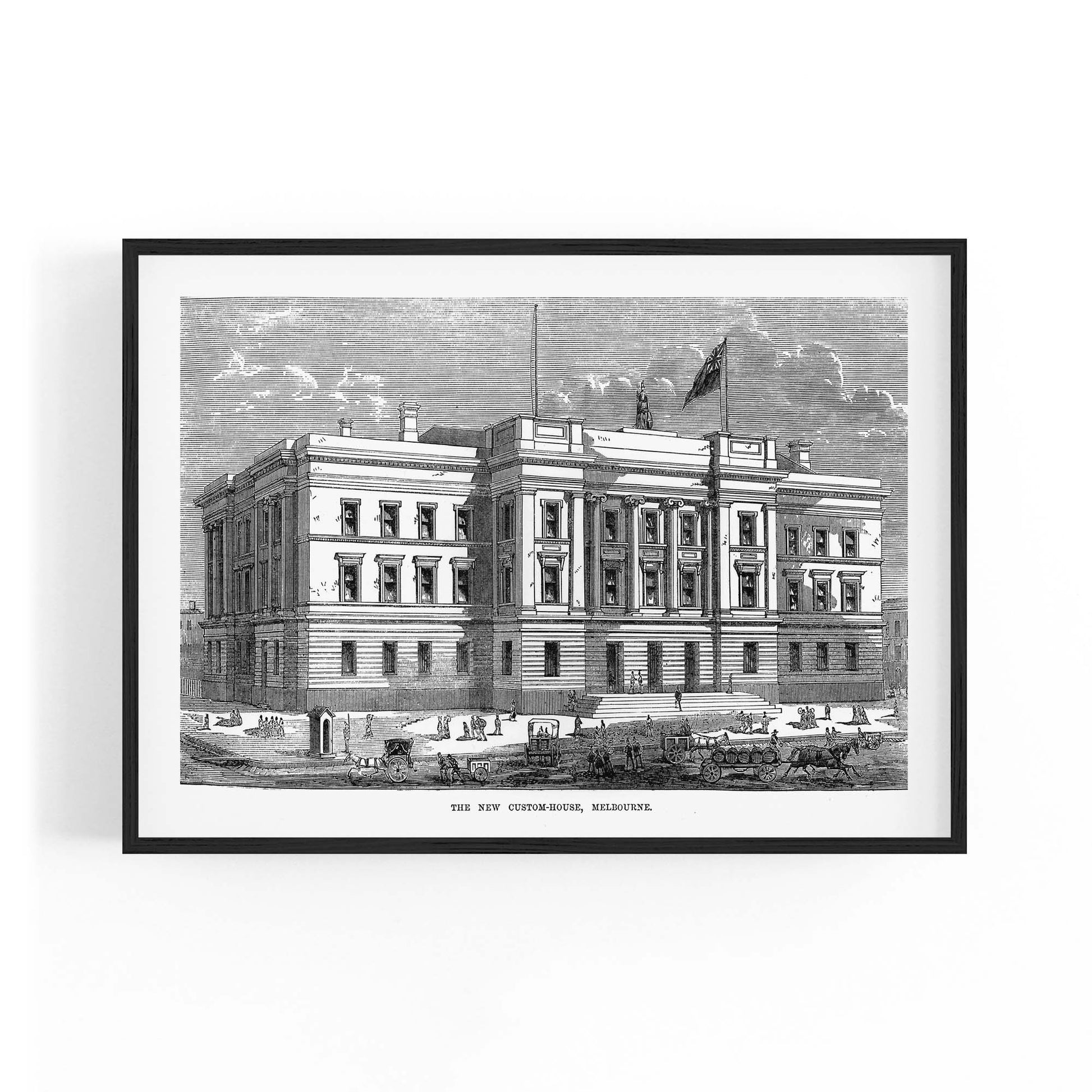 Customs House, Melbourne Vintage Drawing Wall Art - The Affordable Art Company