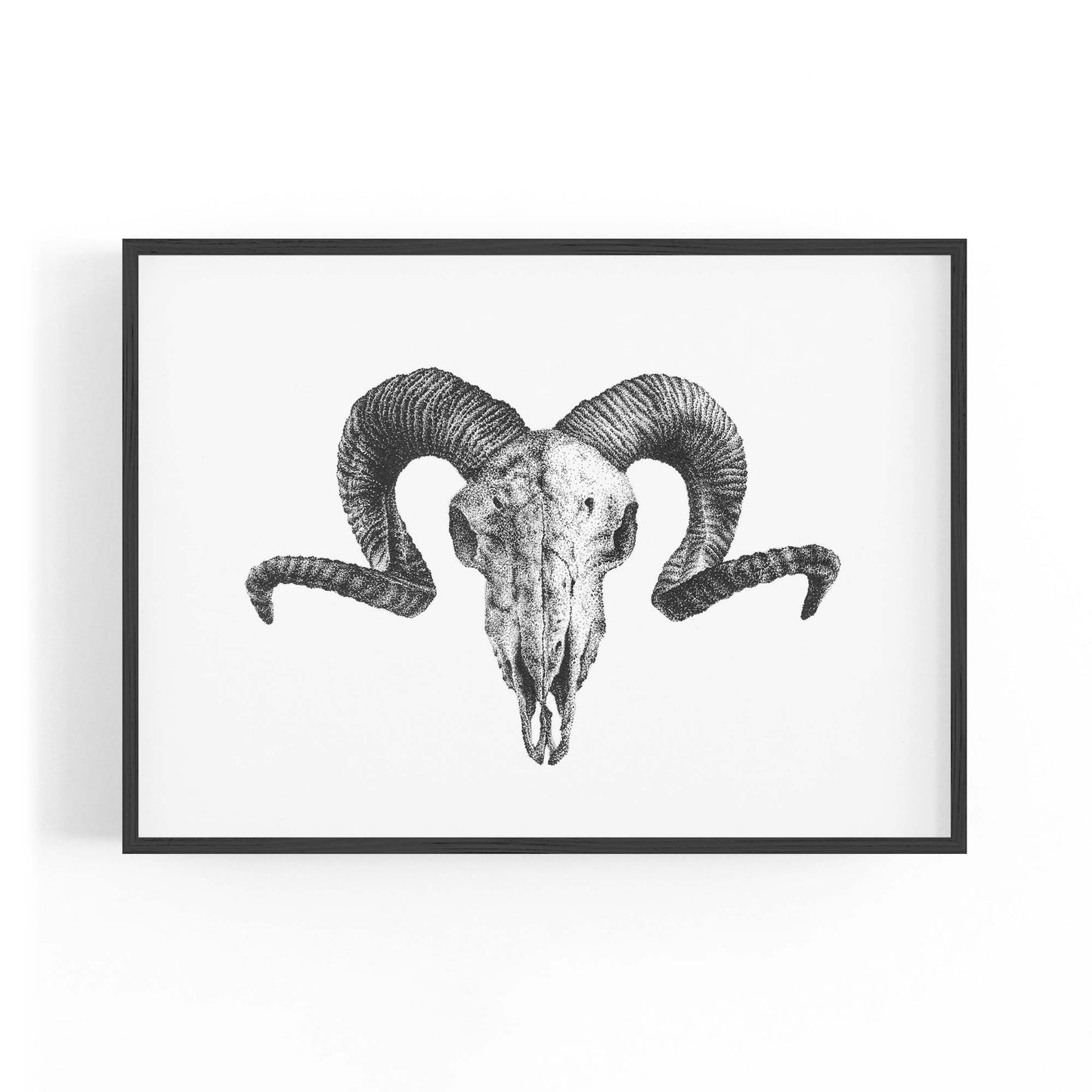 Ram Skull Drawing Man Cave Animal Wall Art - The Affordable Art Company