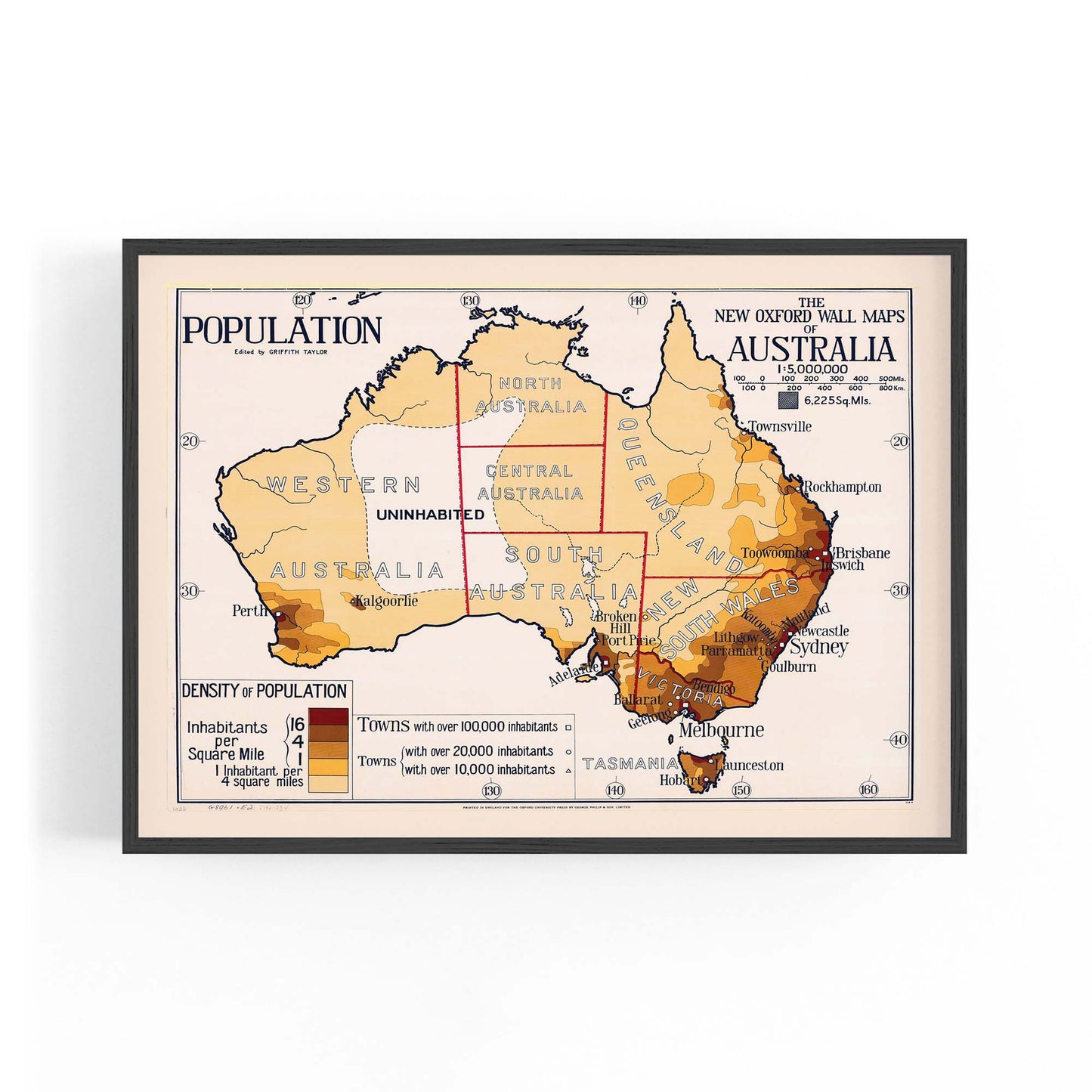 Australian Vintage Map Population Wall Art - The Affordable Art Company