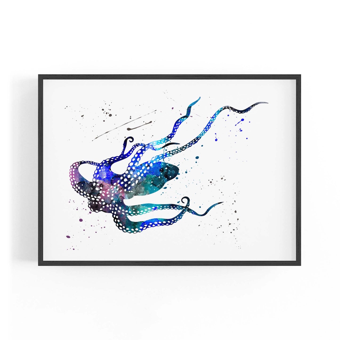 Blue Cute Squid Painting Sealife Nursery Wall Art - The Affordable Art Company