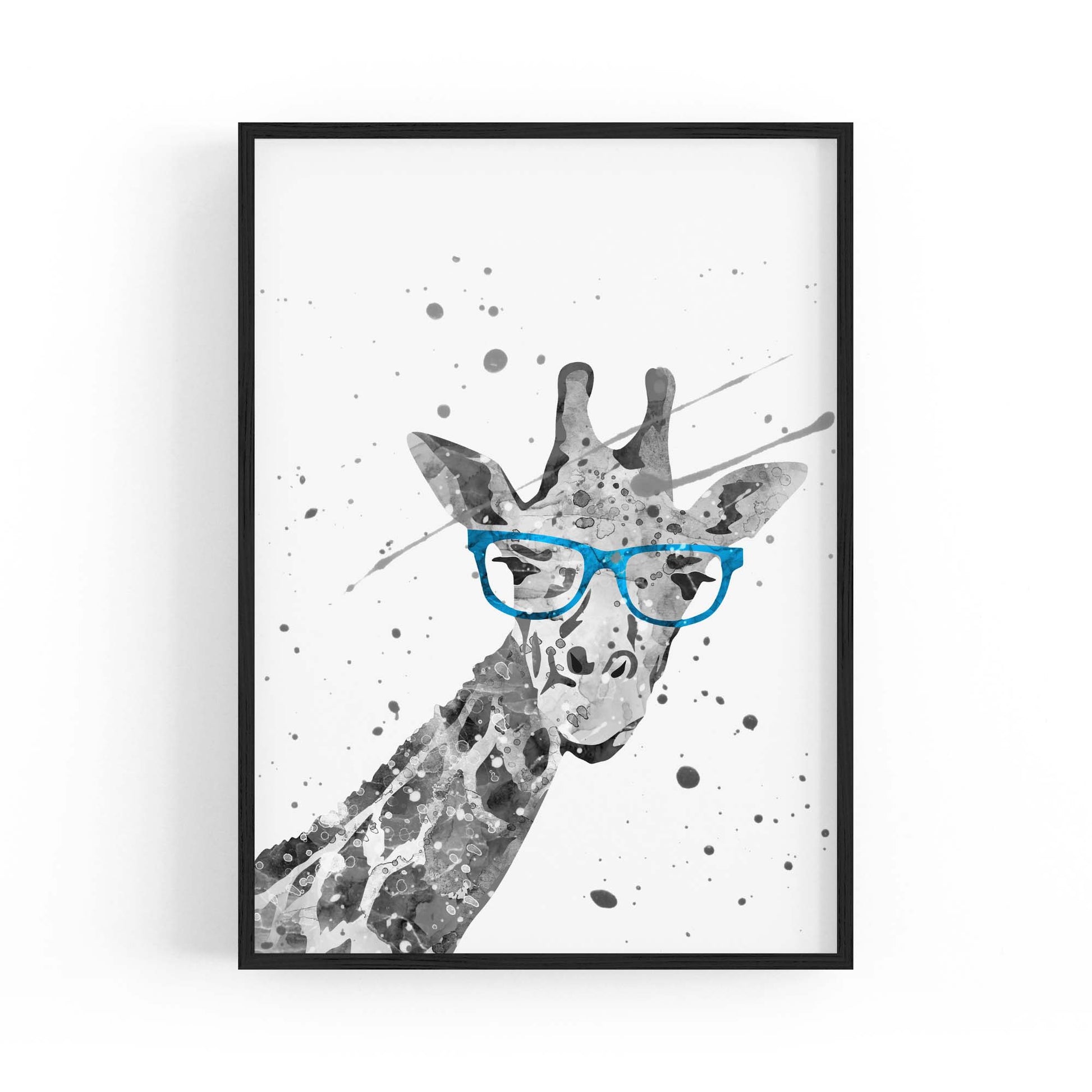 Giraffe with Glasses Cute Nursery Decor Wall Art - The Affordable Art Company
