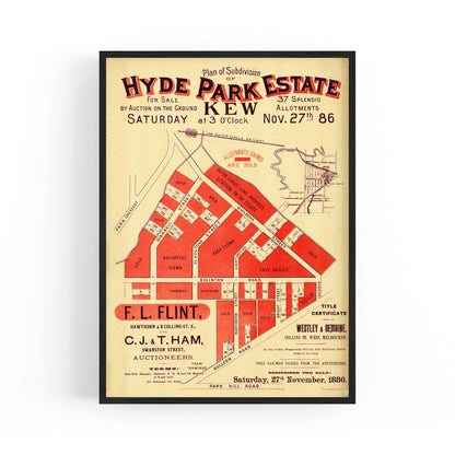 Kew Melbourne Vintage Real Estate Advert Wall Art #2 - The Affordable Art Company