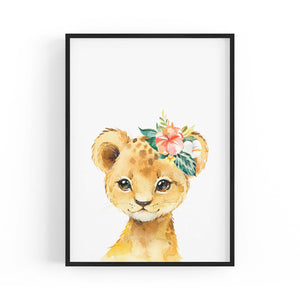 Cute Baby Lion Nursery Animal Gift Wall Art - The Affordable Art Company
