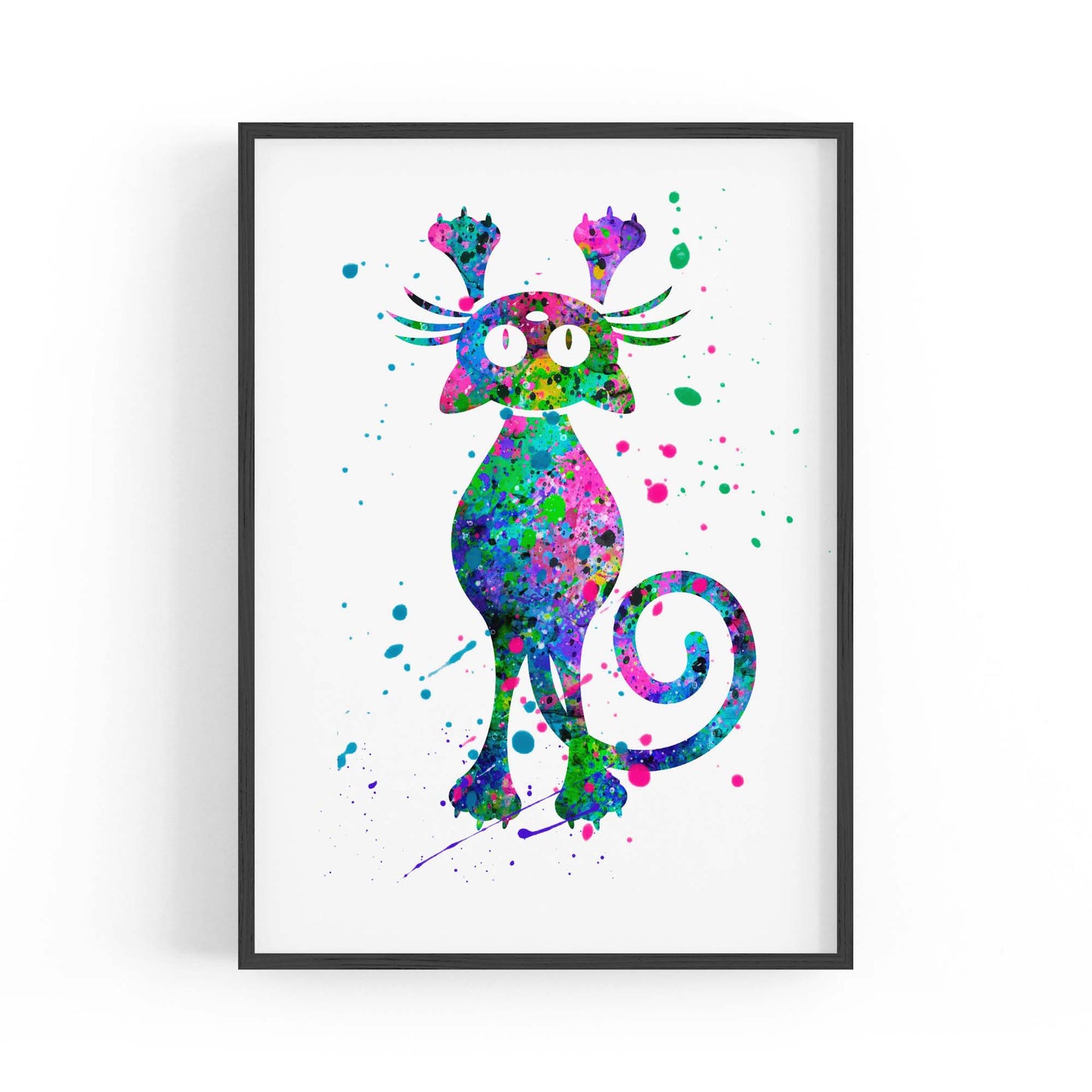 Cute Cat Painting Colourful Animal Wall Art #1 - The Affordable Art Company