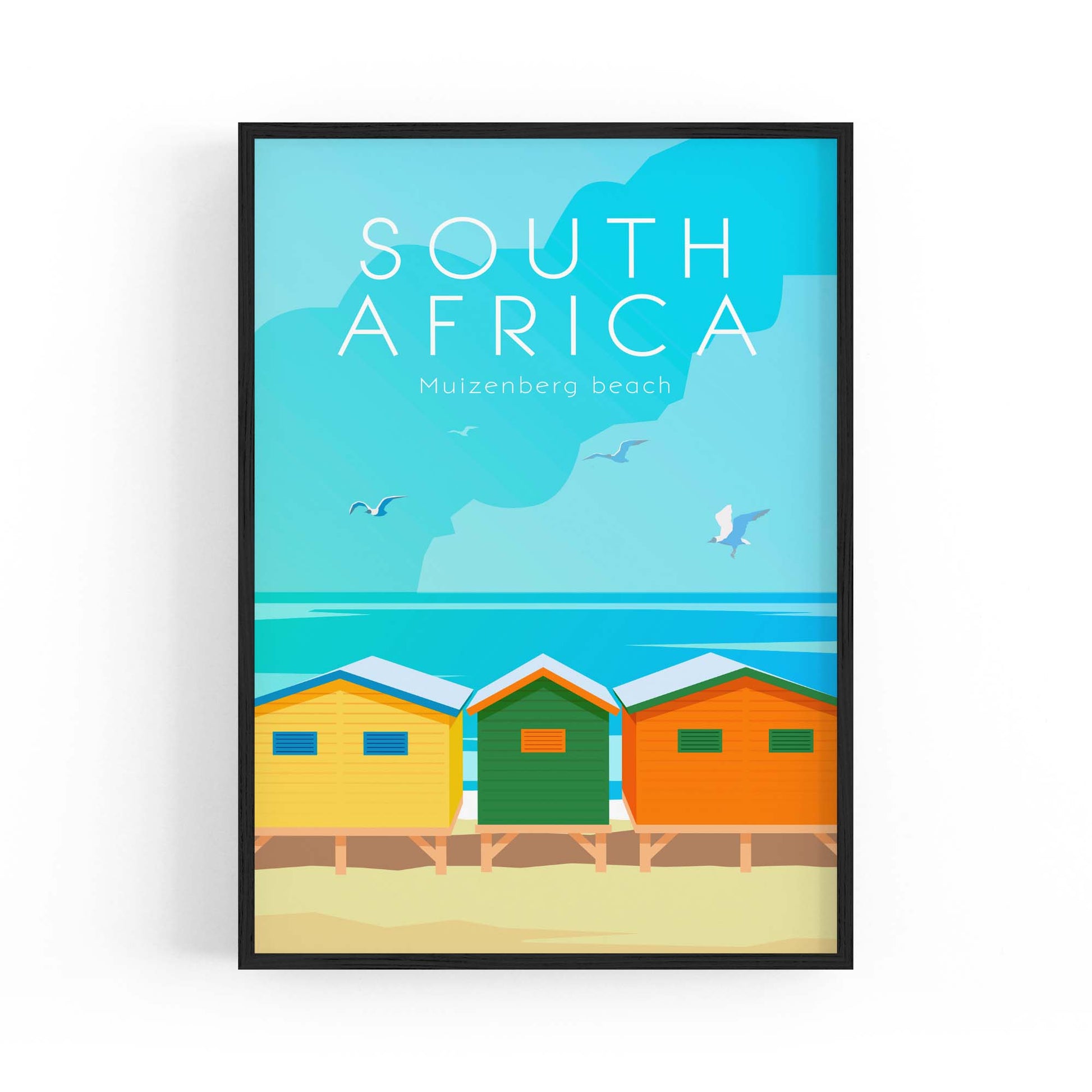Retro Muizenberg Beach South Africa Wall Art - The Affordable Art Company