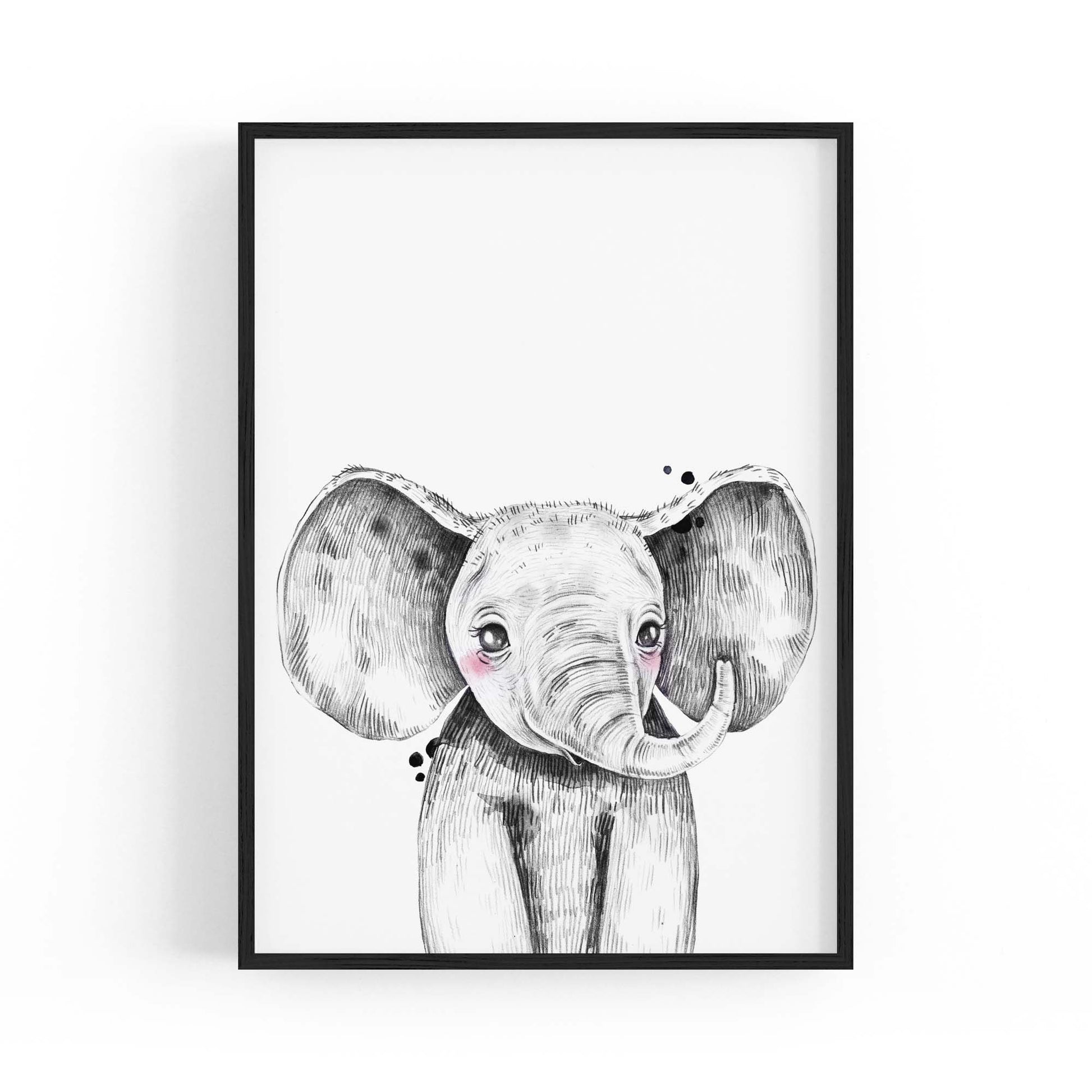 Cute Blushing Baby Elephant Nursery Animal Wall Art - The Affordable Art Company