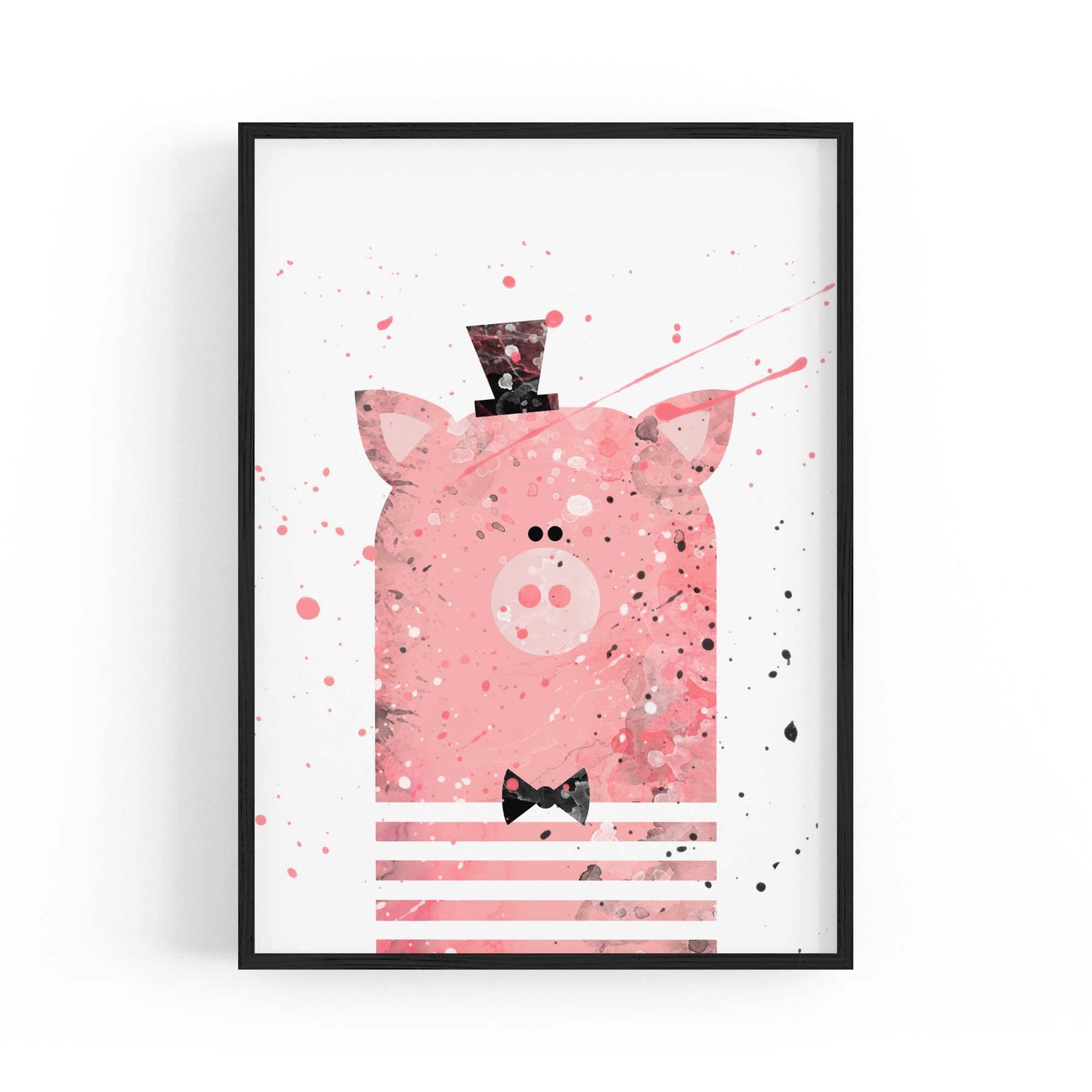 Pink Pig Nursery Cartoon Cute Animal Baby Wall Art - The Affordable Art Company