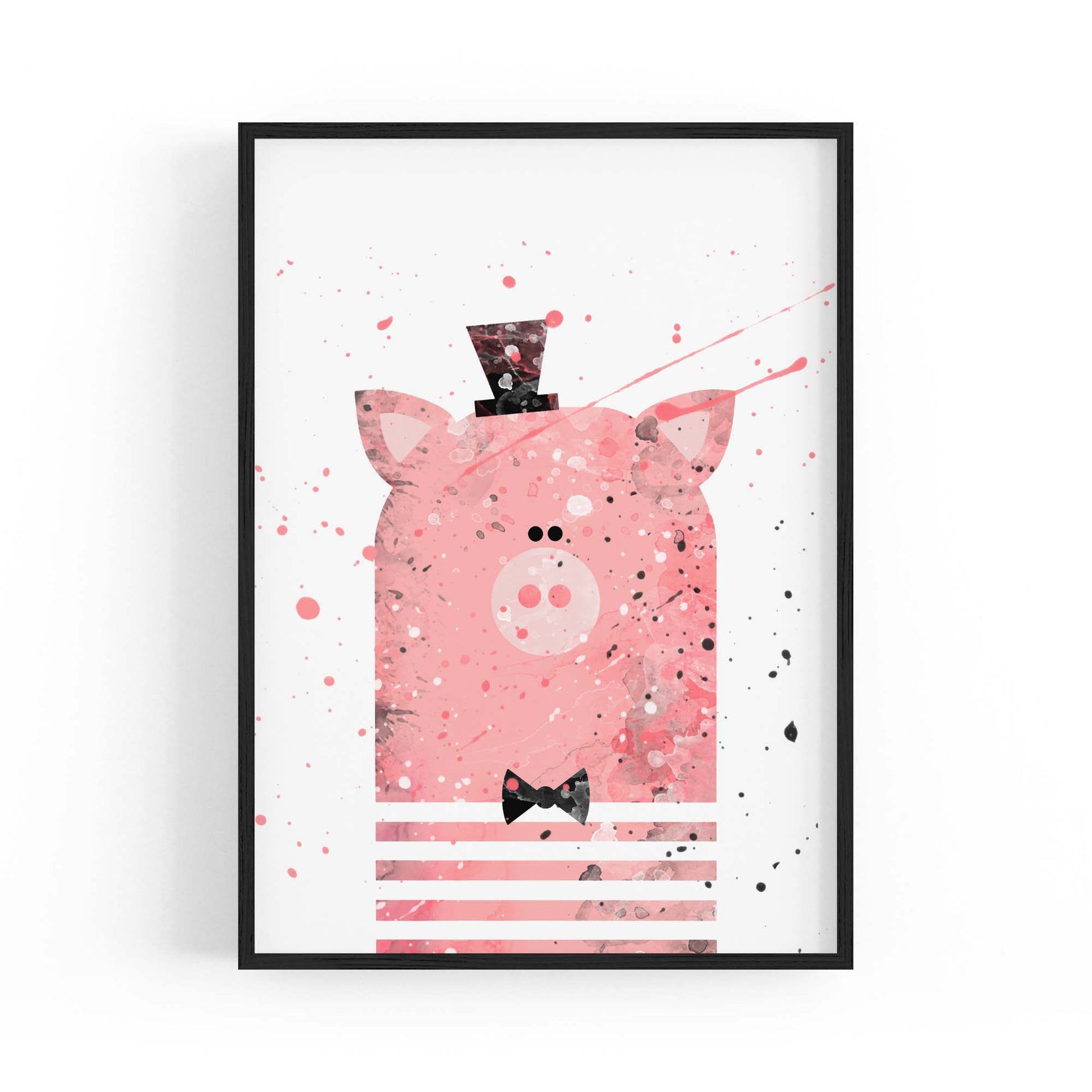 Pink Pig Nursery Cartoon Cute Animal Baby Wall Art - The Affordable Art Company