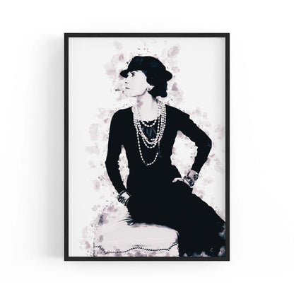 Coco Chanel Portrait Ink Drawing Wall Art - The Affordable Art Company