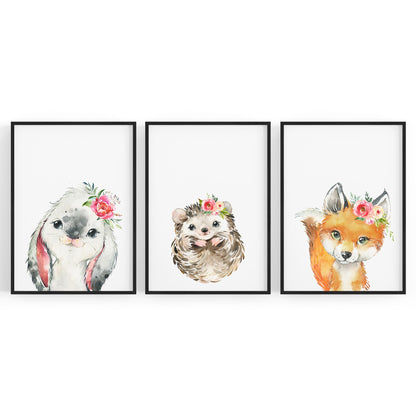Set of Cute Baby Woodland Animals Nursery Wall Art #1 - The Affordable Art Company