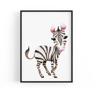 Cartoon Zebra Cute Nursery Baby Animal Art #1 - The Affordable Art Company