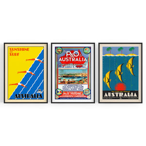 Set of Vintage Australian Travel Advert Wall Art - The Affordable Art Company