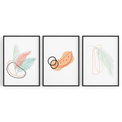 Set of Abstract Feather Kitchen Minimal Wall Art - The Affordable Art Company