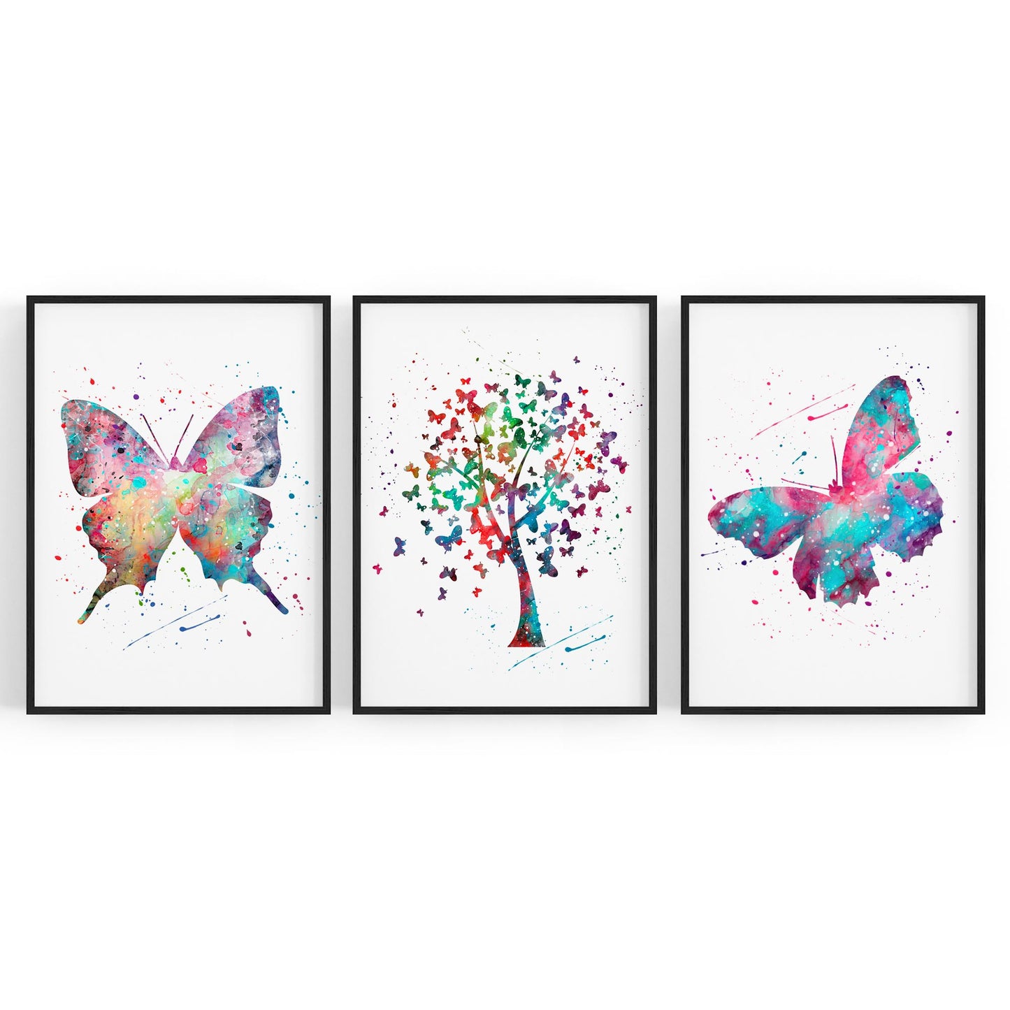 Set of Cute Butterfly Nursery Colourful Wall Art - The Affordable Art Company