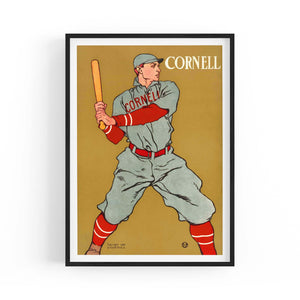 Cornell College Baseball Vintage Sport Advert Wall Art - The Affordable Art Company
