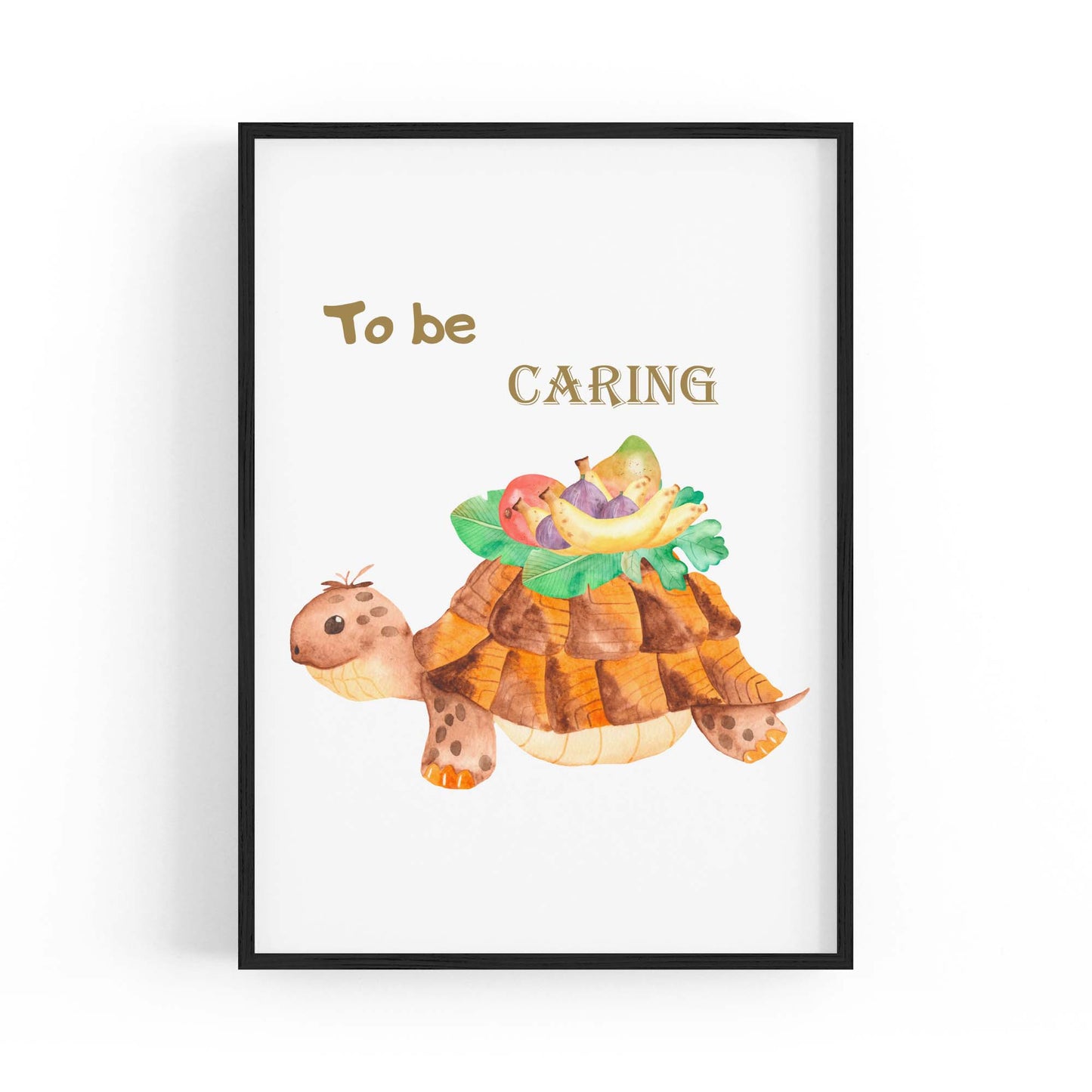 Tortoise "To Be Caring" Quote Nursery Wall Art - The Affordable Art Company