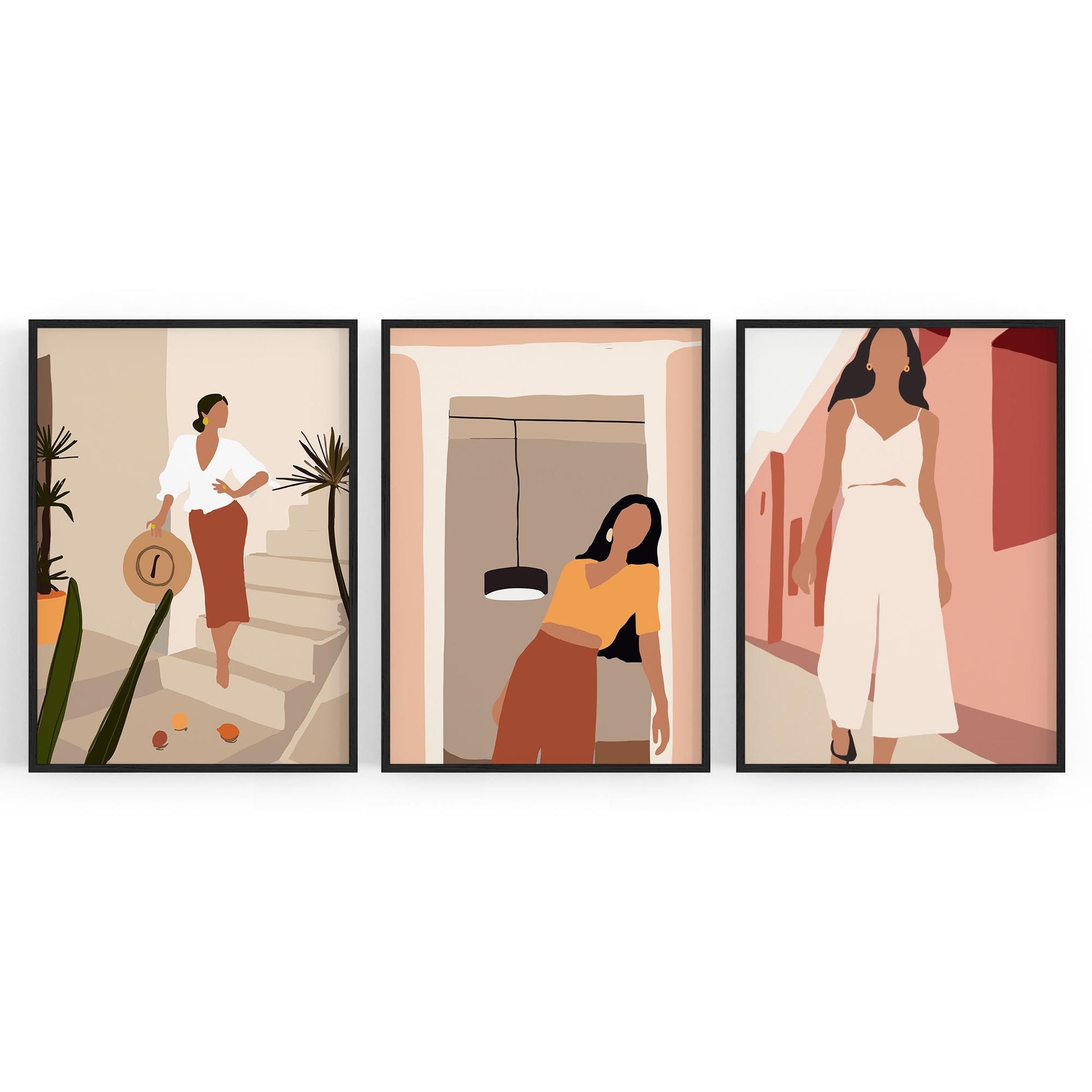 Set of Abstract Fashion Girls Bedroom Wall Art - The Affordable Art Company