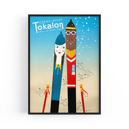 Tokalon Sports Cream Vintage Skiing Advert Wall Art - The Affordable Art Company