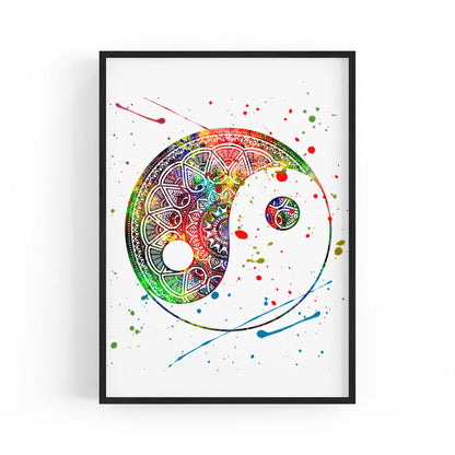 Yin Yang Mandala Calming Yoga Buddist Wall Art #1 - The Affordable Art Company