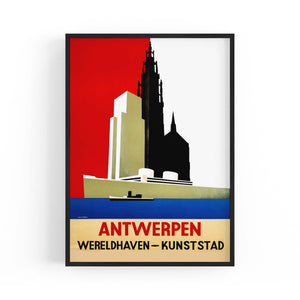 Vintage Travel Advert Antwerp, Belgium Wall Art - The Affordable Art Company