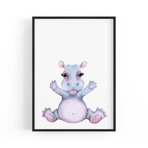 Cute Baby Hippo Nursery Animal Gift Wall Art #1 - The Affordable Art Company