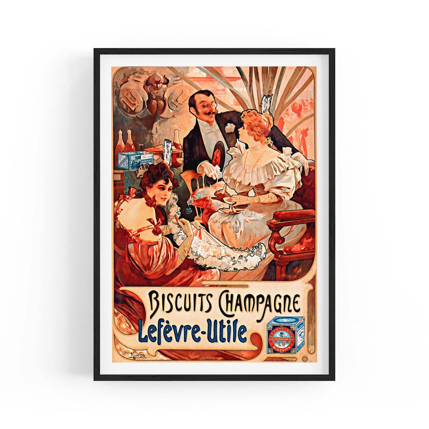 French Champagne & Biscuits Vintage Advert Art - The Affordable Art Company