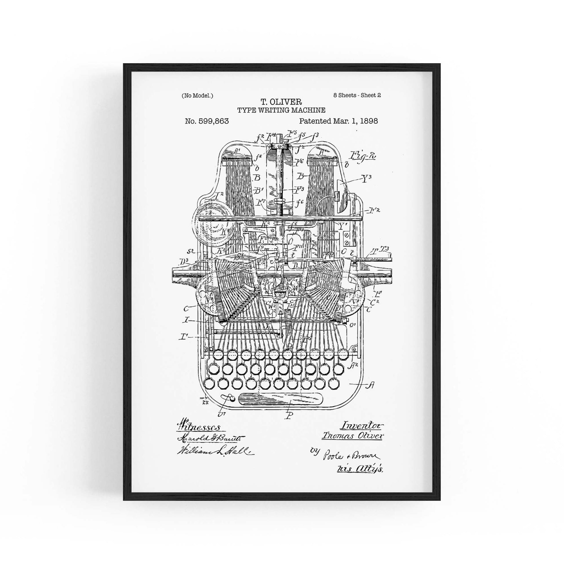 Vintage Typewriter White Patent Wall Art #1 - The Affordable Art Company
