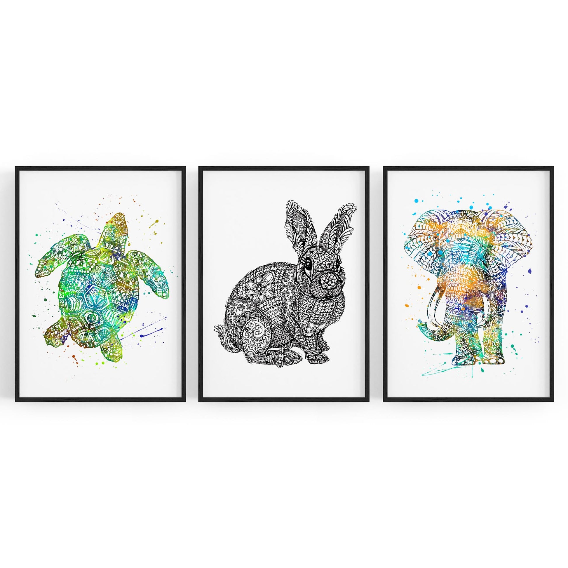 Set of Animal Mandala Pattern Abstract Wall Art #2 - The Affordable Art Company