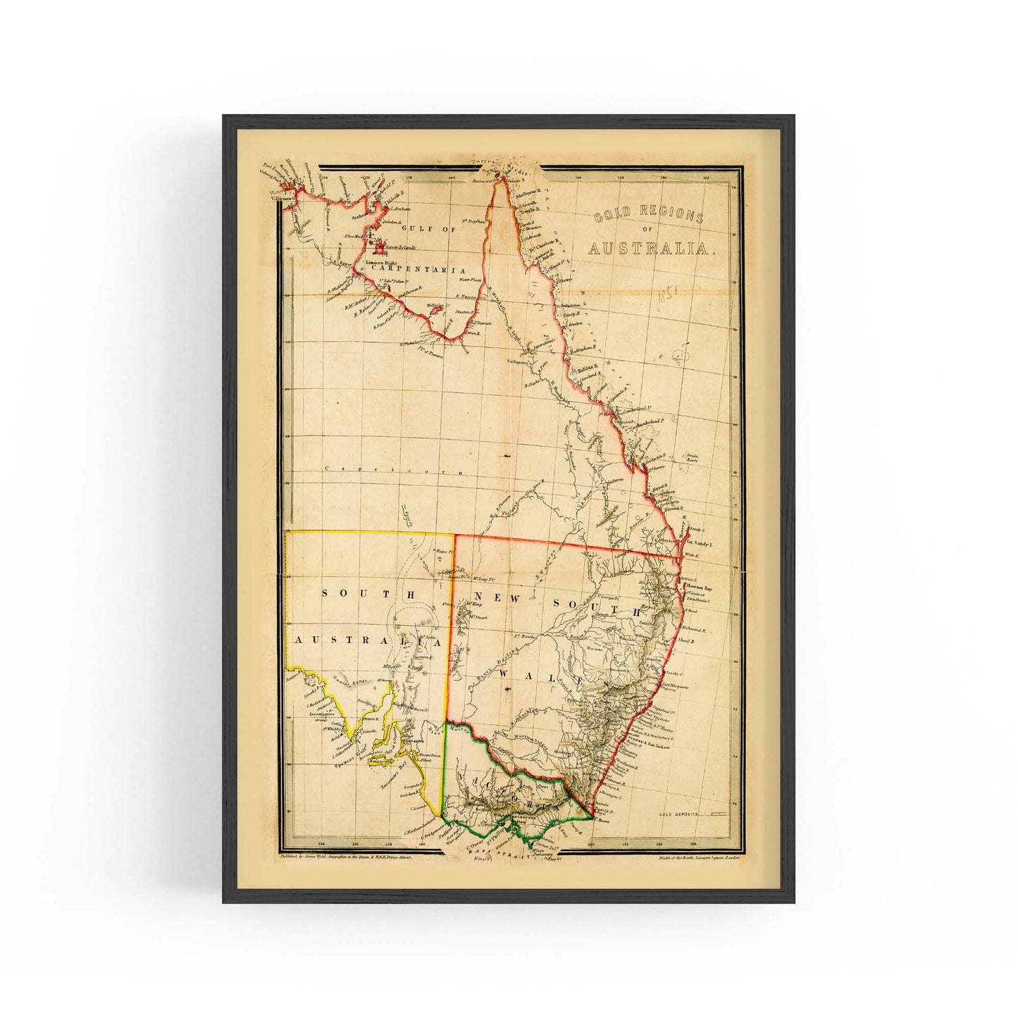 Vintage East Coast Australia Map Wall Art - The Affordable Art Company