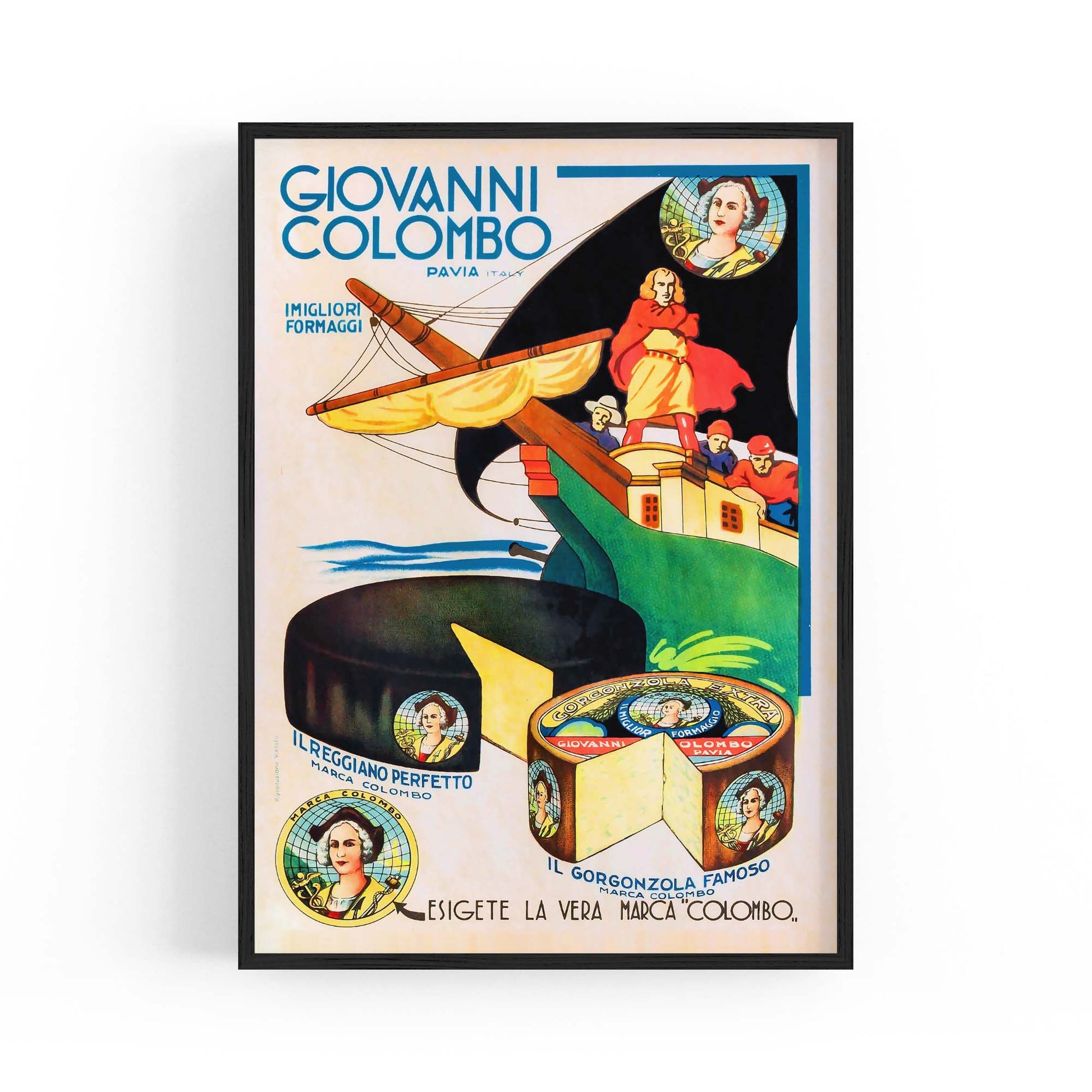 Giovanni Columbo Italian Cheese Vintage Food Advert Wall Art - The Affordable Art Company