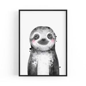 Cute Blushing Baby Sloth Nursery Animal Wall Art - The Affordable Art Company