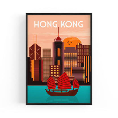 Retro Hong Kong Travel Advert Wall Art - Portsby