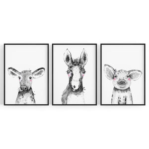 Set of Blushing Farm Animals Nursery Wall Art - The Affordable Art Company